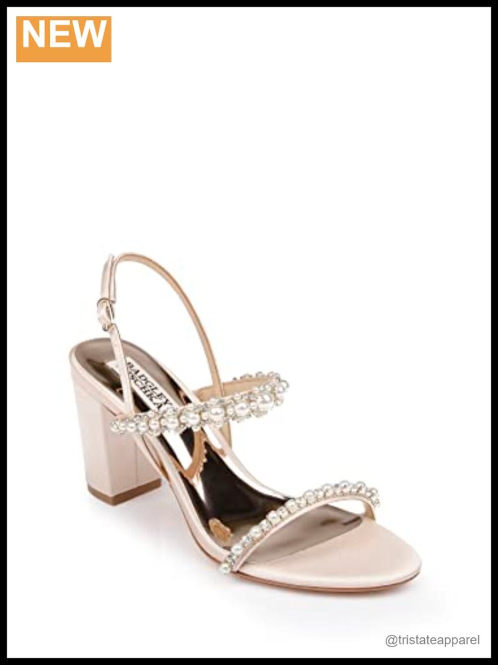 Natasha Block Heels Leather Rhinestone Slingback Formal Wedge